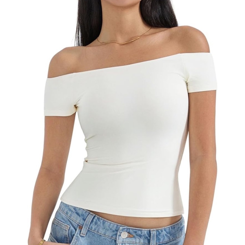 Suuksees Off-Shoulder White Y2K Going Out Top